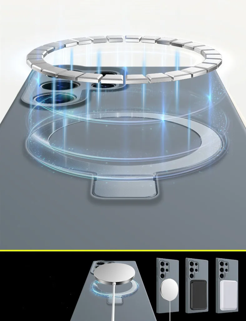 Ultra Magnetic Metal Bracelet Silicone Case with Stand Holder - Shockproof Cover Charge