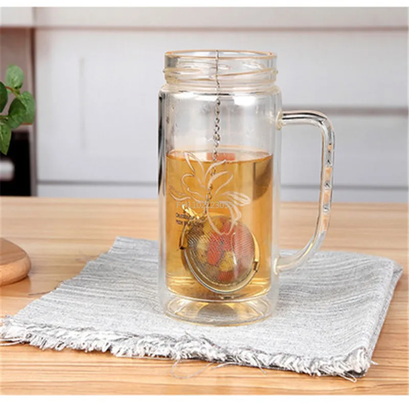 1PCS Stainless Steel Mesh Strainer With Chain SpiceTea Ball Infuser Tea Leak Home Soup Pot Sauces Marinade Seasoning Filter Ball
