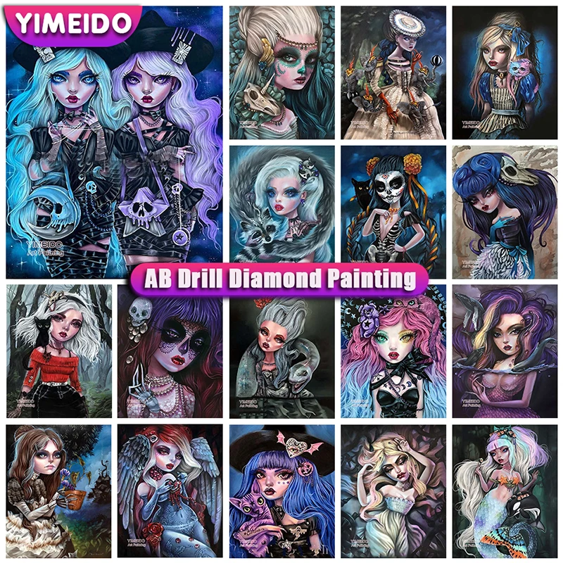 

YIMEIDO 5D Diy AB Diamond Painting Cartoon Girl Full Square/Round Zipper Bag Diamond Embroidery Mosaic Kit HD Quality Handmade