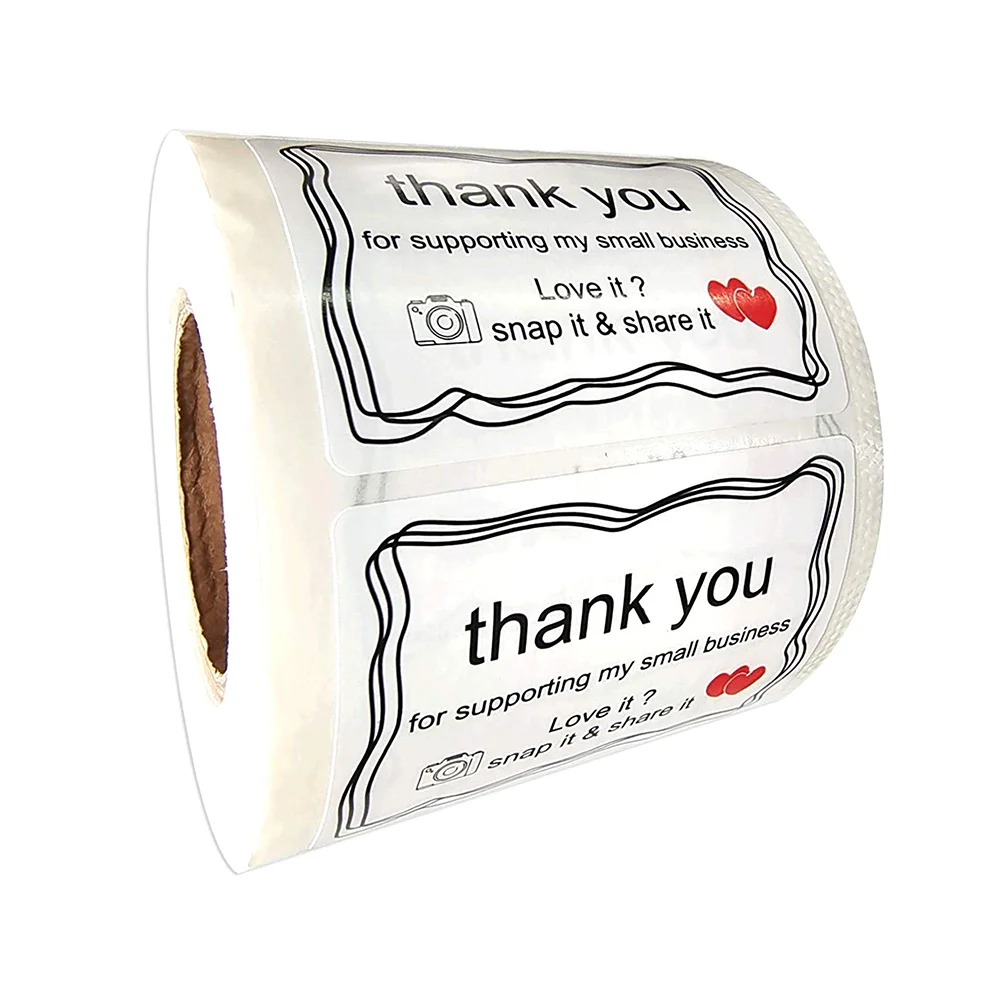 500 Pcs Classic Retro Stickers Camera Snap Share Review Labels 1.5 X 2 Inch White Thank You for Supporting My Small Business
