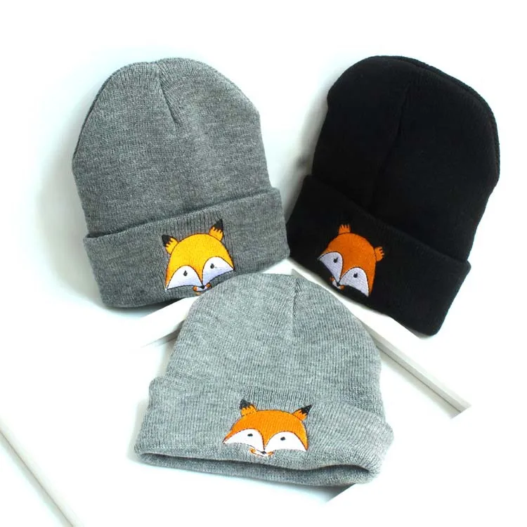 Kindermütze Strickmütze Herbst Winter Kawaii Kinder Wollmütze Cartoon Junge Mädchen Cartoon Fuchs Niedliche Babe Warme Mütze 1-5 Jahre alt – Detail 1