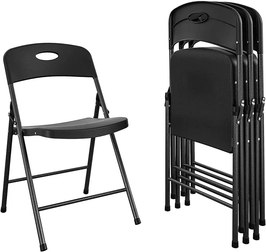 

CoscoProducts COSCO Solid Resin Folding Chair, 4-Pack, Black