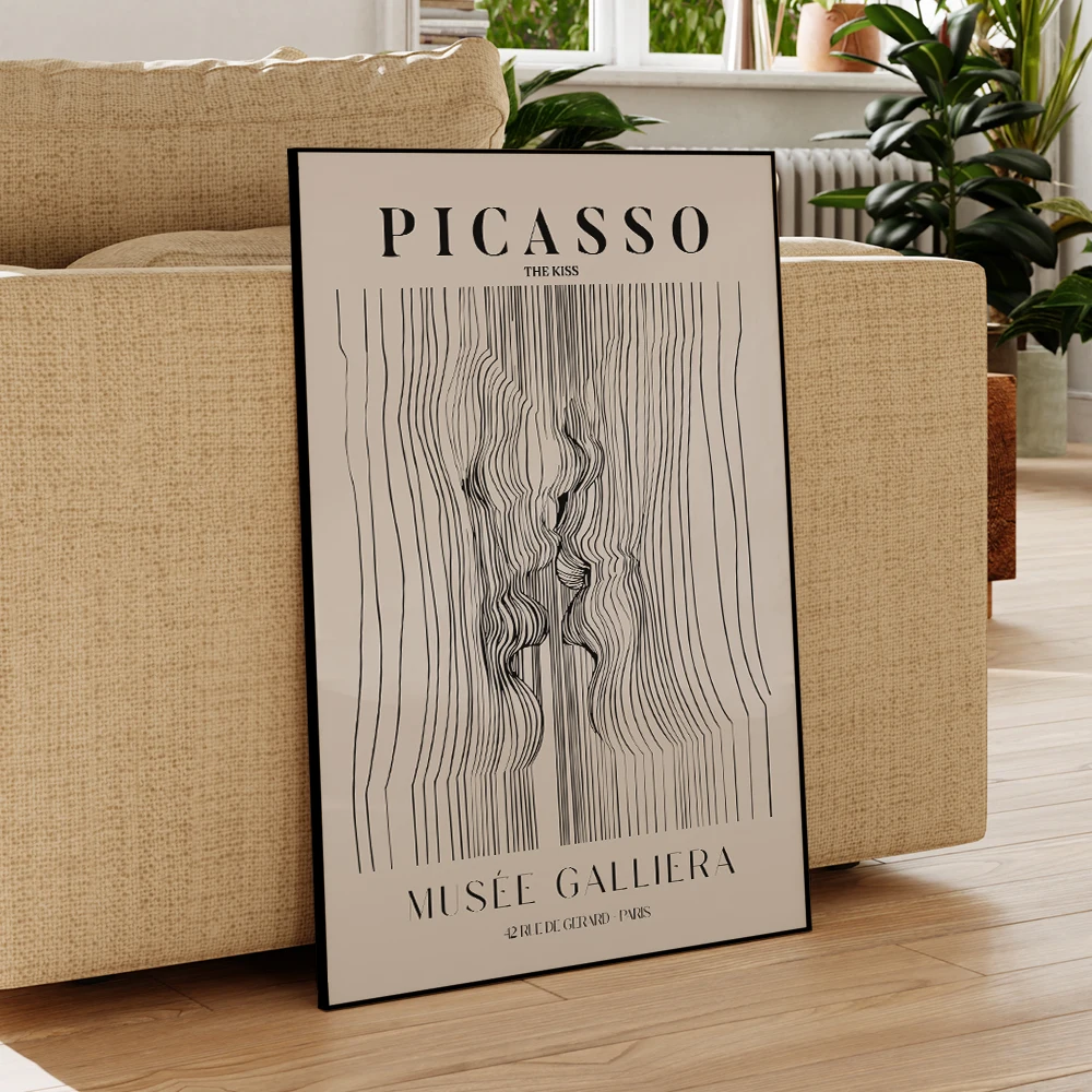 Modern Abstract Line Minimalism Niche Picasso Kiss Wall Art Prints Canvas Painting Poster Pictures Living Room Dining Room