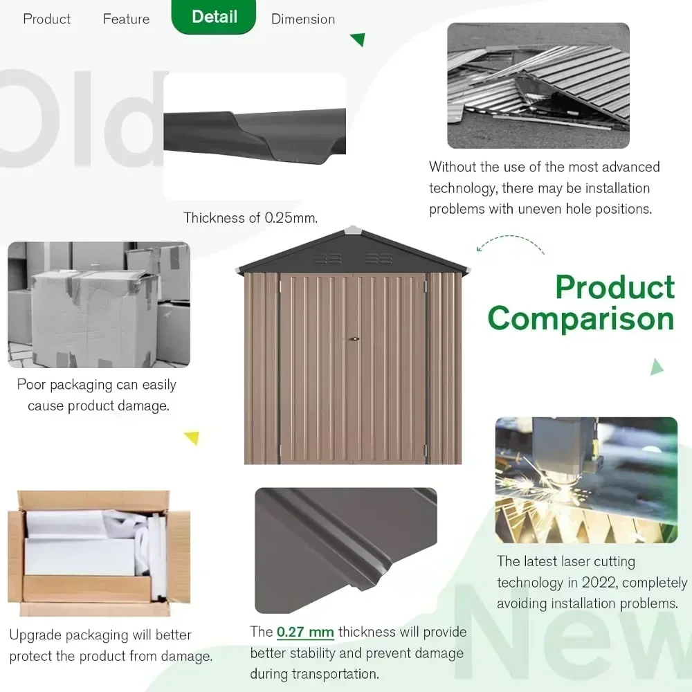 6 X 4FT Outdoor Storage Shed, Lockable Bike Shed, Garden Shed, and Tool Shed 2