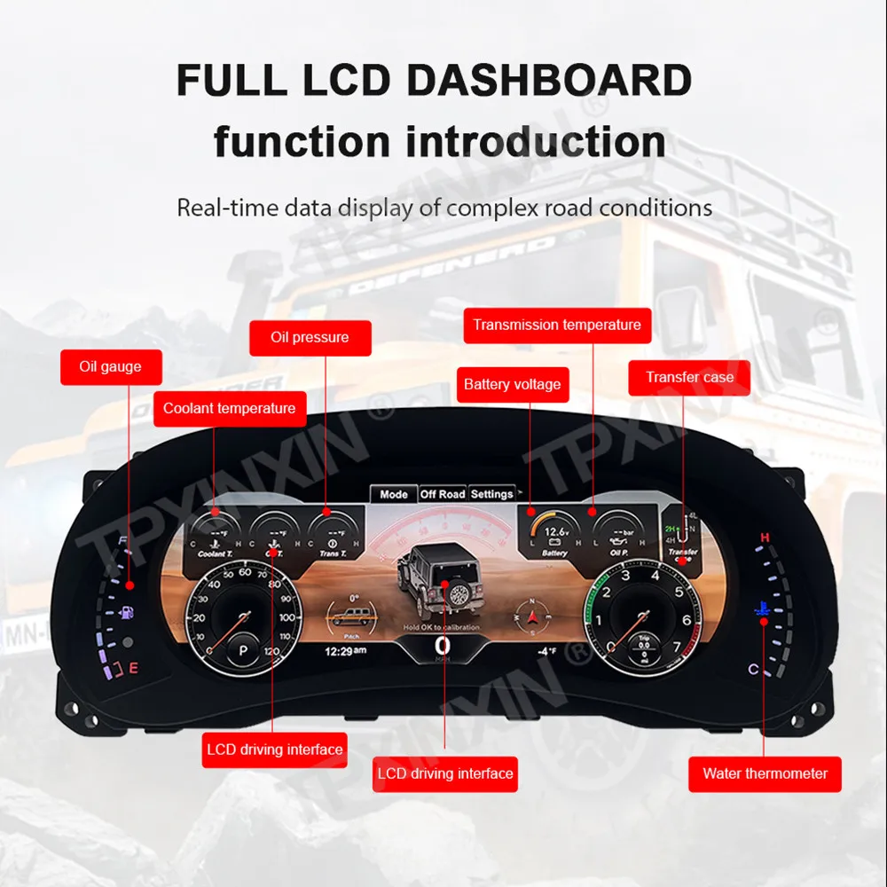 

Car LCD Digital Cluster For Jeep Wrangler 2011-2018 Virtual Cockpit Speed Meter Head Unit Car Dashboard Display HD Screen Linux