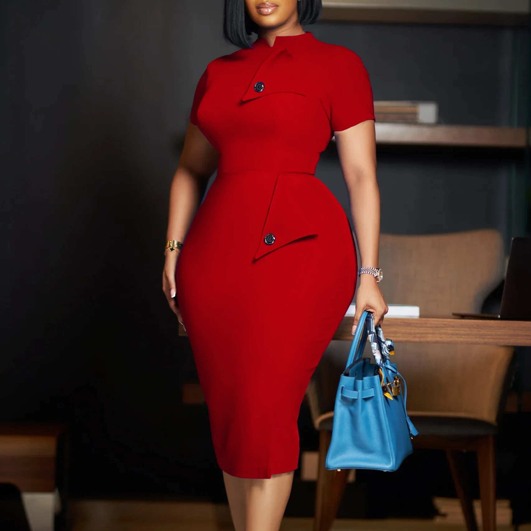 African Dresses for Women Autumn Sexy Elegant High Waist Bandage Robe Long Sleeve Bodycon Dress African Clothes S-3XL