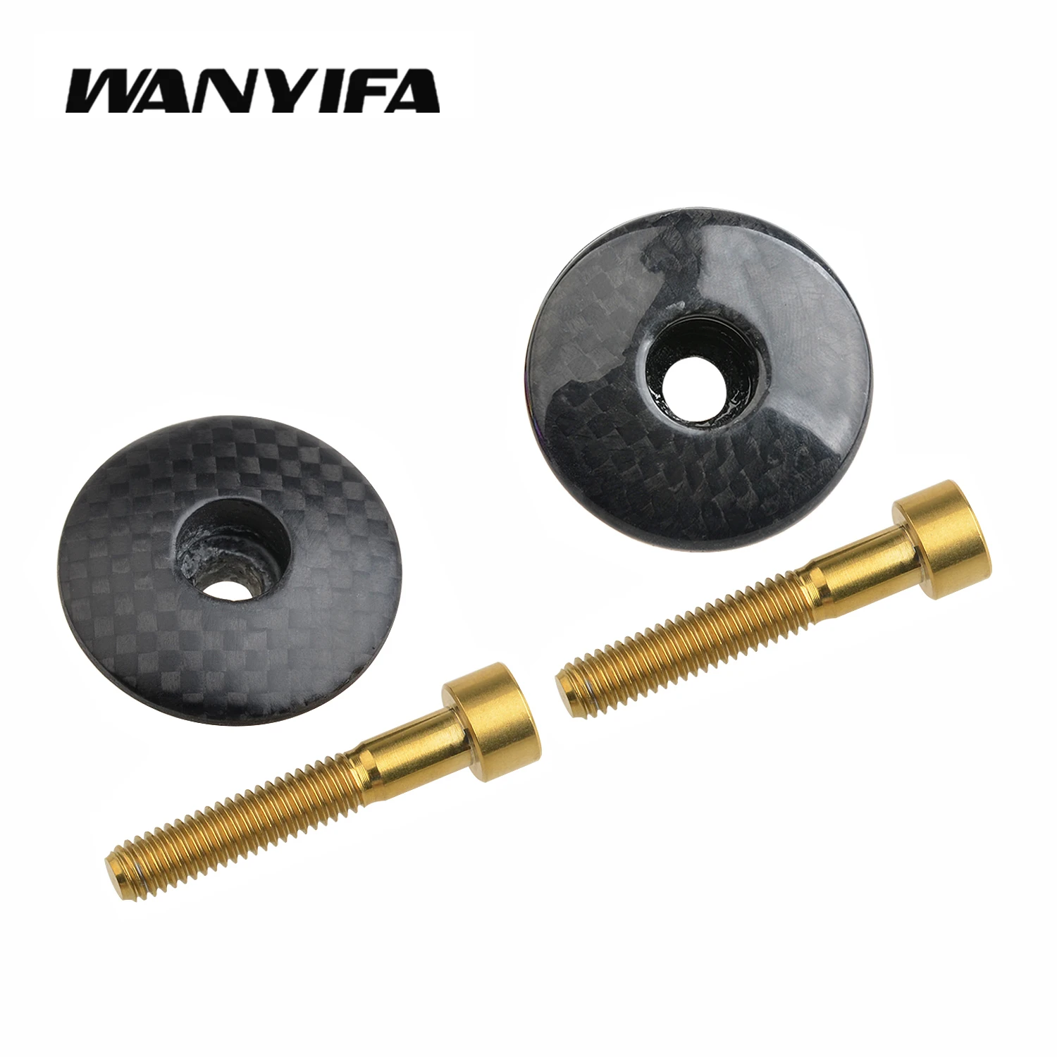 Titanium Bolt M6x35mm + 1 1/8" 3K Carbon Fiber Bike Stem Cap for Road Mountain Bike