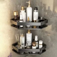 Punch-free Corner Rack Bathroom Shelf Shelves Wall Mounted Shower Storage Aluminum Holder Bathroom Kitchen Organizer Accessorie 1