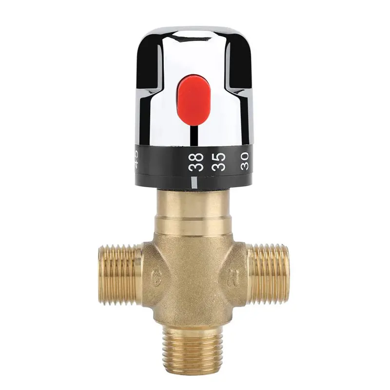 Solid Brass G1/2 Thermostatic Mixing for Shower System Water Temperature Control Pipe Basin Thermostat Control