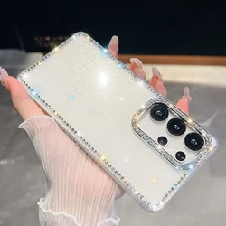 Sparkling Diamond Glitter Rhinestone Clear Soft Phone Case - Galaxy S26+ (White)