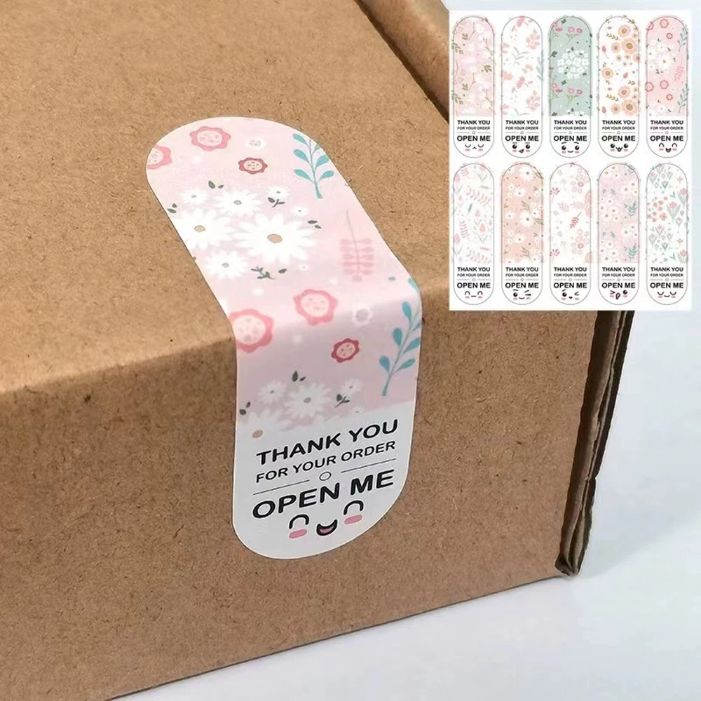 100Pcs/Pack Floral Pattern Thank You for Your Order Sticker Package Sealing Labels Gifts Decoration Stickers for Small Business