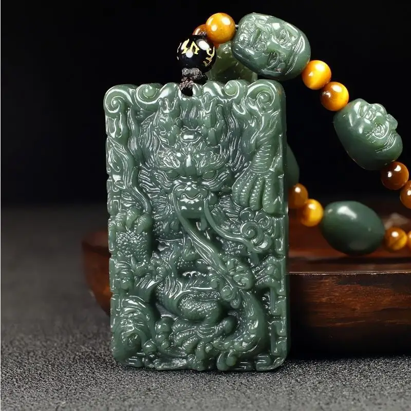 

Genuine Hetian Brand New Zodiac Dragon Gray Jade Pendant