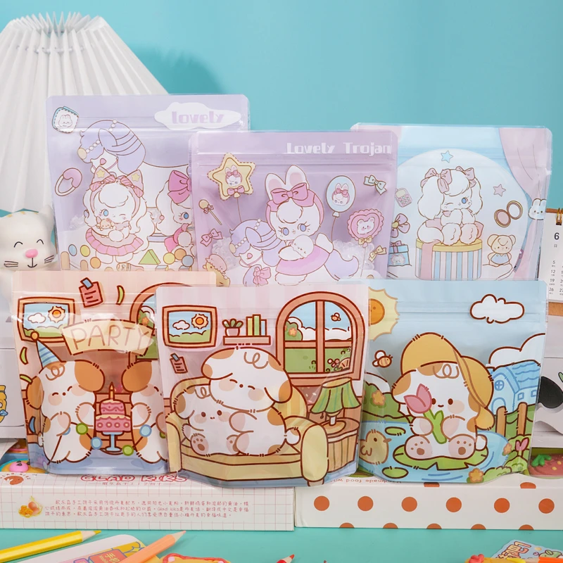 StoBag 50/100pcs Candy Snack Ziplock Bags Packaging Cute Small Kids Cartoon Plastic Sealed Food Cookies Storage Reusable Pouches 3