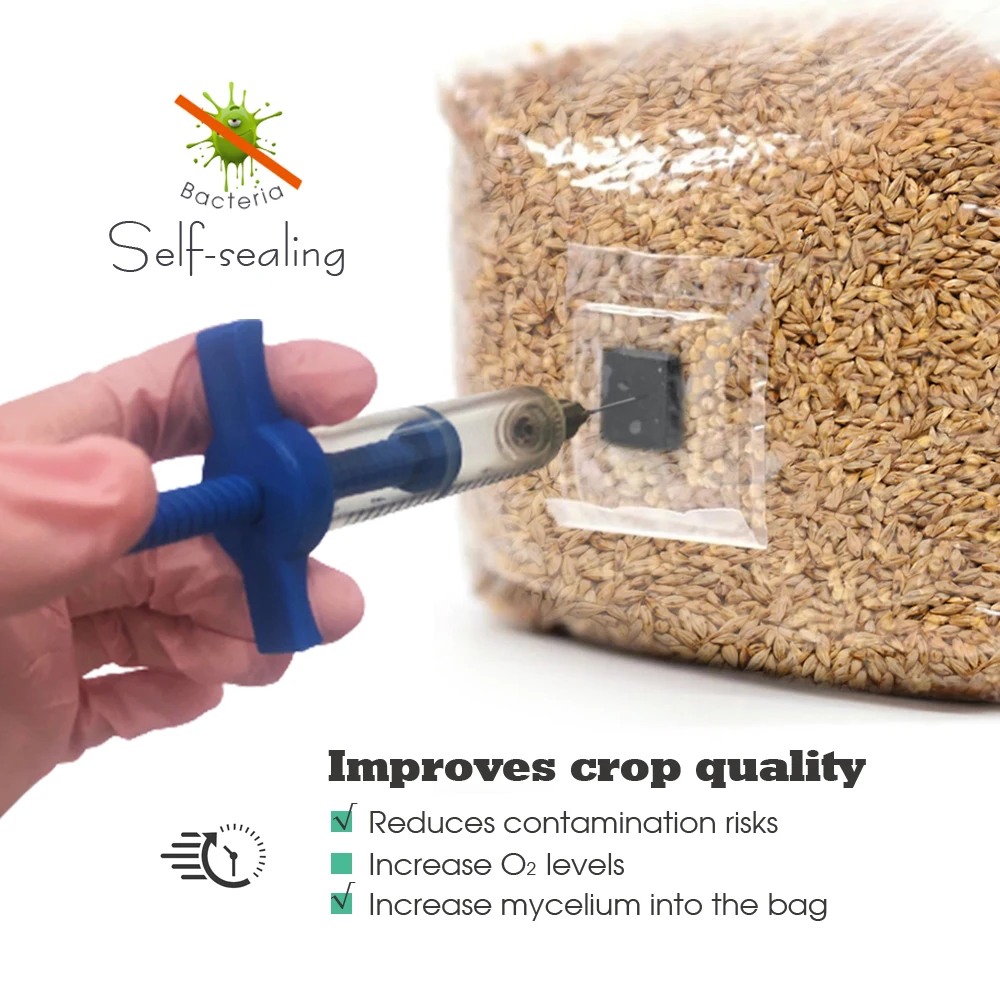 Mushroom Cultivation Bag with Window and Injection Port Breathable Heat-Resistant