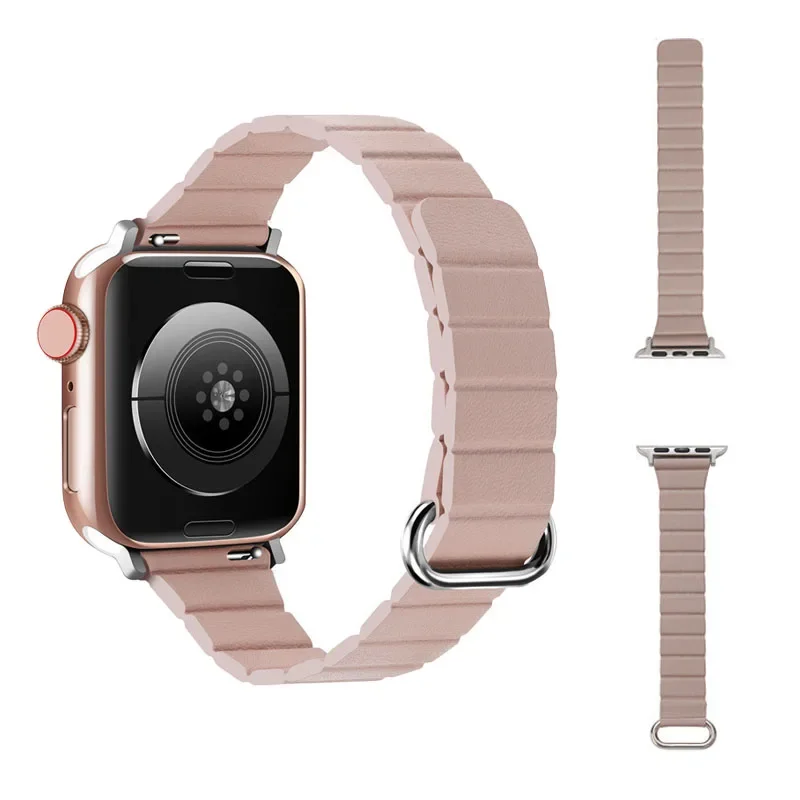 

Кожаный магнитный ремешок для Apple Watch Band 45 мм 41 мм Ultra 49 мм 40 мм 44 мм 38/42 мм, браслет для часов iWatch Series 9 8 7 se 6 5