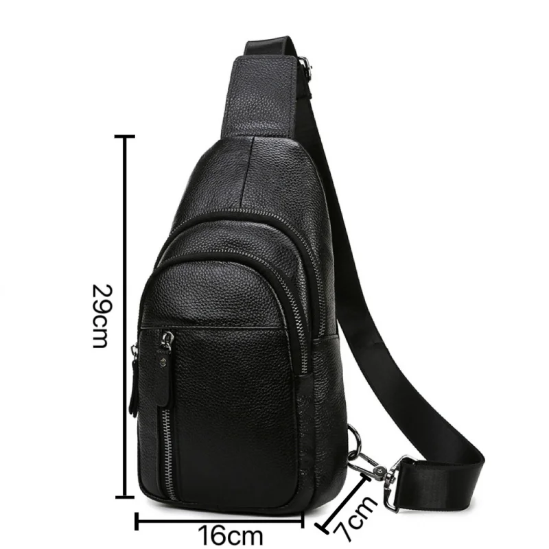 Men's fashionable casual leather chest bag, high-quality cowhide crossbody bag, backpack, multifunctional mobile phone bag