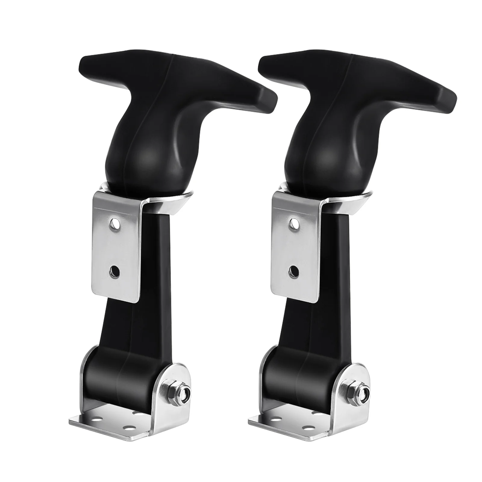 2pcs UEETEK Stainless Steel Rubber Hood Catch Flexible T-Handle Hasp Rubber Flexible Draw Latches with Brackets for Tool Box furniture hardware toggle latches