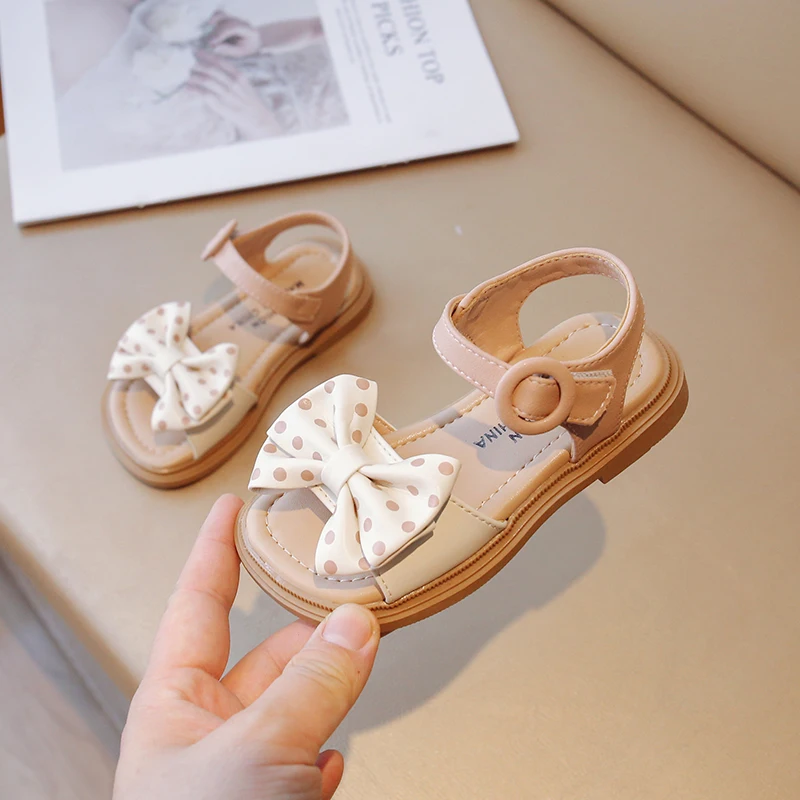 

Summer New Girls' Bow Princess Shoes Children's Fashion Soft Sole Casual Comfort Anti slip Sports Beach Shoes