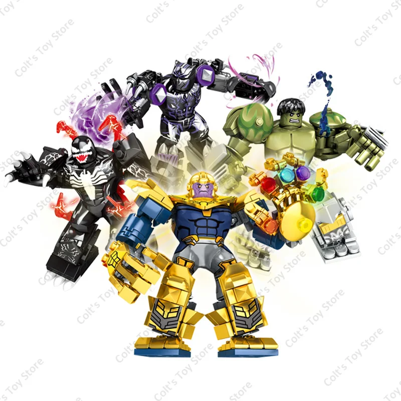 

The Avengers 4 In 1 Superheroes Thanos Black Panther Mecha Building Blocks Marvel Movie Action Figure Sets Model Bricks Kid Toys