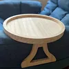 1pcs Foldable Sofa Armrest Tray Portable Wooden Round Snack Plate with Non-Slip Design Collapsible Couch Cup Holder 1