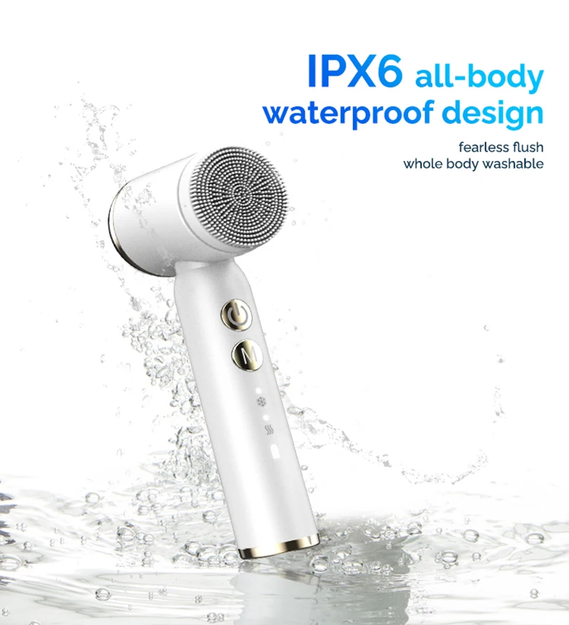 Facial Cleansing Brush 6 In 1 Ultrasonic Electric Face Cleansing Brush Compress Therapy Exfoliating Pore Cleaner Blackhead Removal