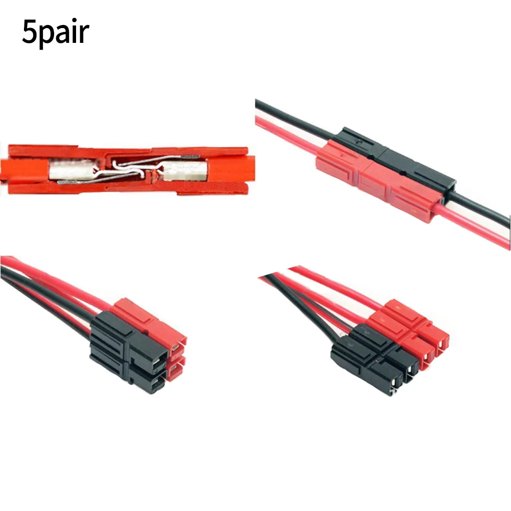 Set mit 5 Paaren 30-AMP-Steckverbinder im Anderson-Stil mit schwarzem Schutzgummi für die Kabelverwaltung – Detail 22