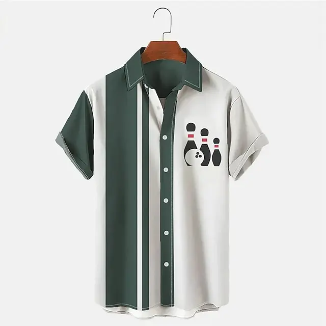 Men's Shirt Bowling Ball 3D Printed Lapel Women Casual Fashion Long Sleeves Shirts Button Streetwear Oversized Unisex Clothing