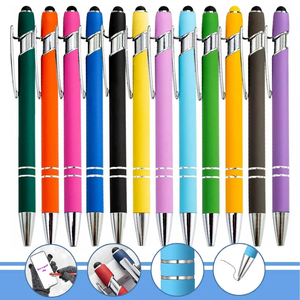 5-8 Stück Kugelschreiber, 2-in-1-Stylus, einziehbarer Metall-Stylus-Stift für Touchscreens mit Stylus-Spitze, 1,0 mm schwarze Tinte – Detail 1
