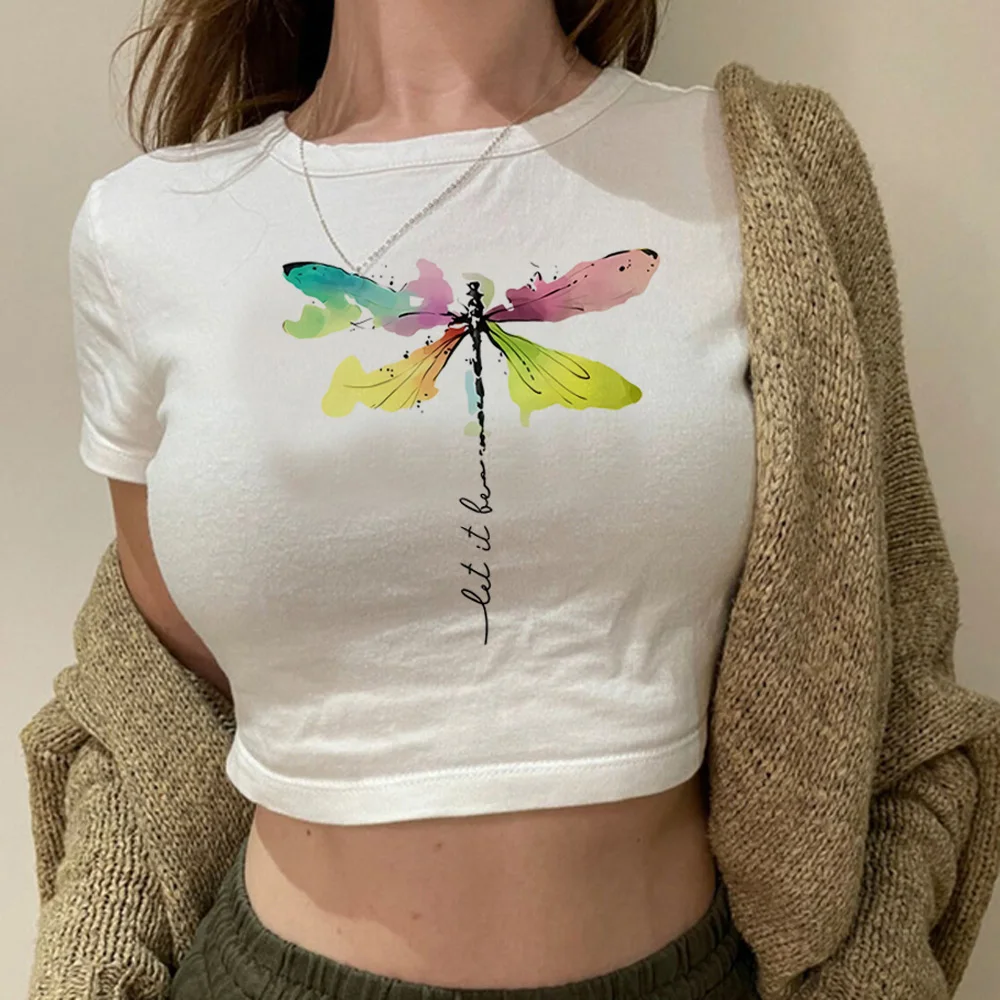 

Укороченный женский топ с принтом бабочек, в стиле 90-х