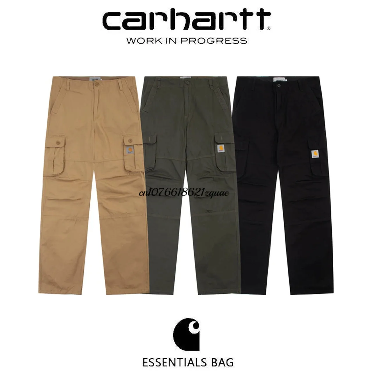 Carhartt Wip 클래식 스트리트웨어 캐주얼 바지, 남성 리본 하렘 바지, 남성 슬림핏 용수철 카고 바지, 멀티 포켓 바지, 신제품