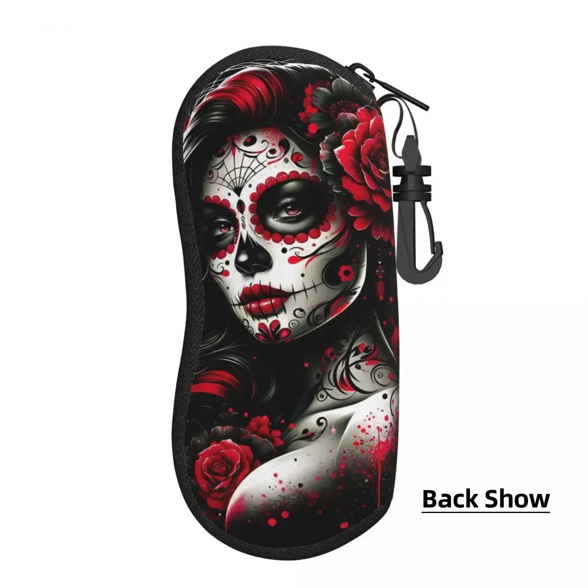 Custom Mexican Catrina Sugar Skull Tattoo Shell Eyeglasses Protector Cases Cute Sunglass Case Glasses Bag