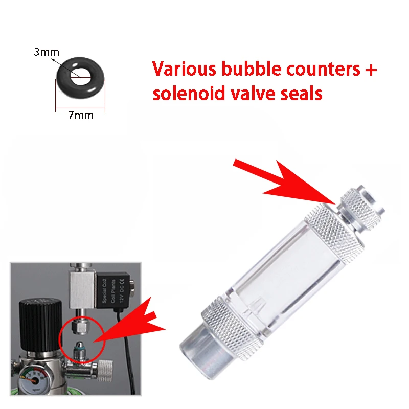 Co2 accessories ZRDR Aquarium rubber O-ring CO2 cylinder generator Bubble counter Solenoid valve Regulator fish tank CO2 accessories