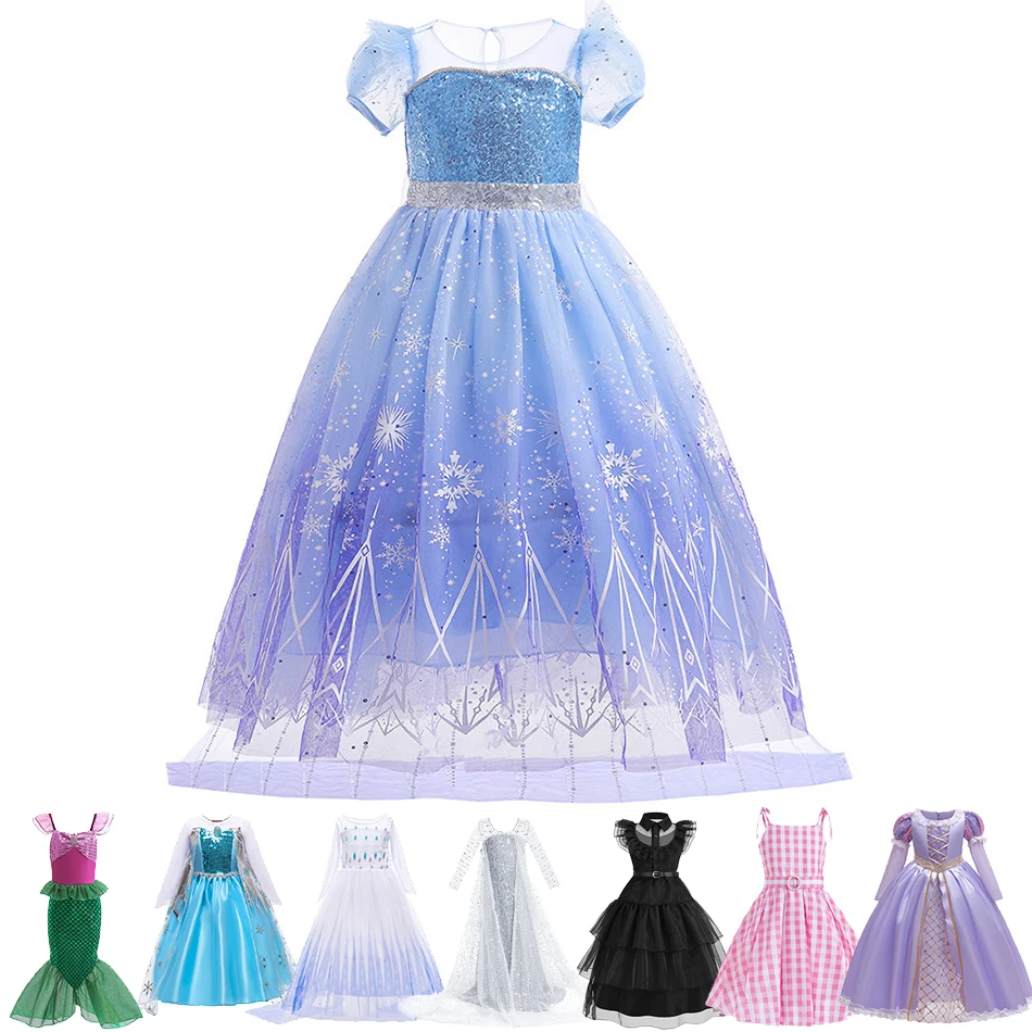 Ragazza Elsa Cenerentola Vestito Bambini Cosplay Travestimento Bambino Sirenetta Rapunzel Barbi Abito Da Sera Principessa Costume Di Halloween