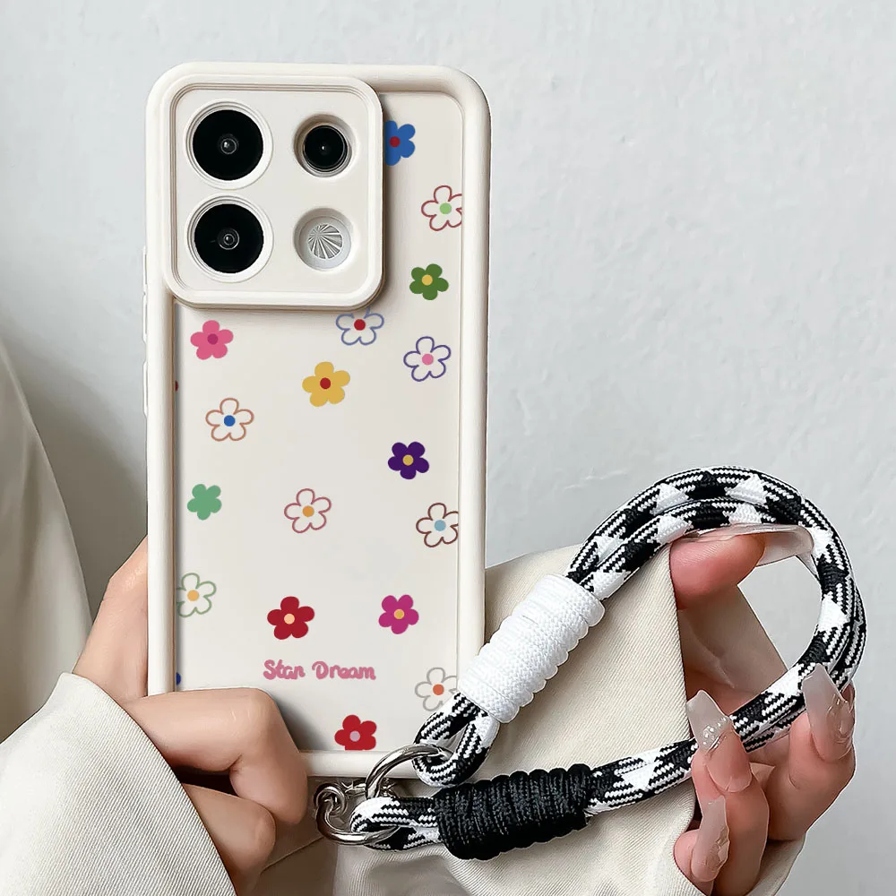 Vibrant Floral Wrist Chain Lanyard Case Cover