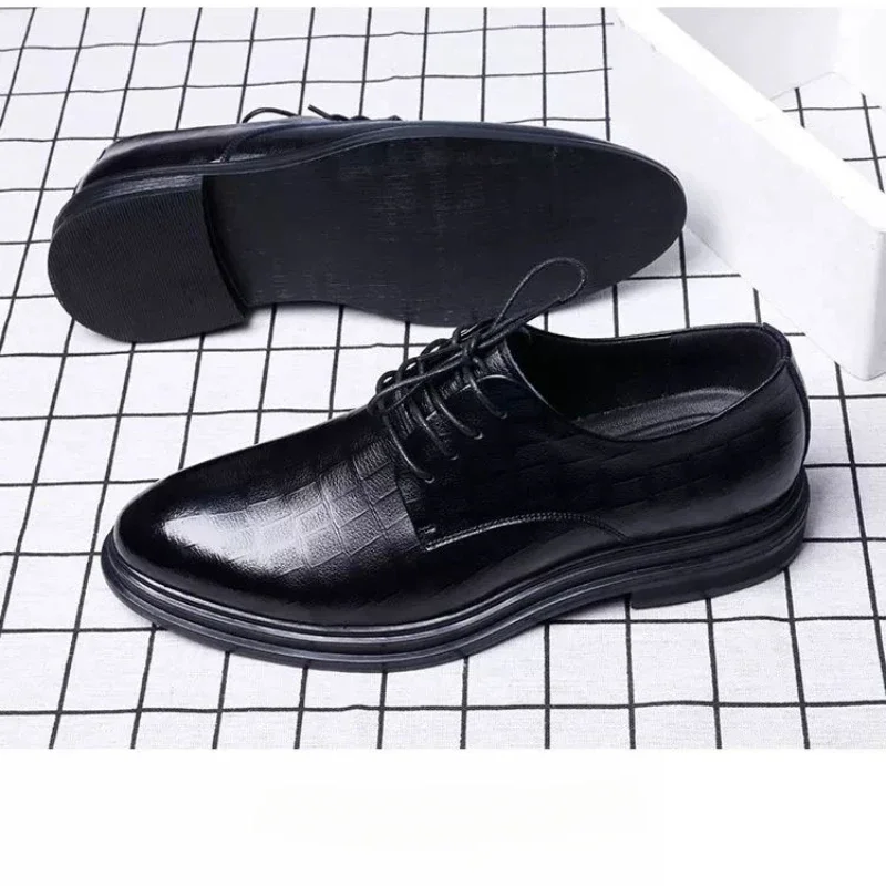 2023 Men's Luxury Business Leather Shoes Genuine Leather Black British Pointed Head Men Casual Fashion Formal Small Leather Shoe