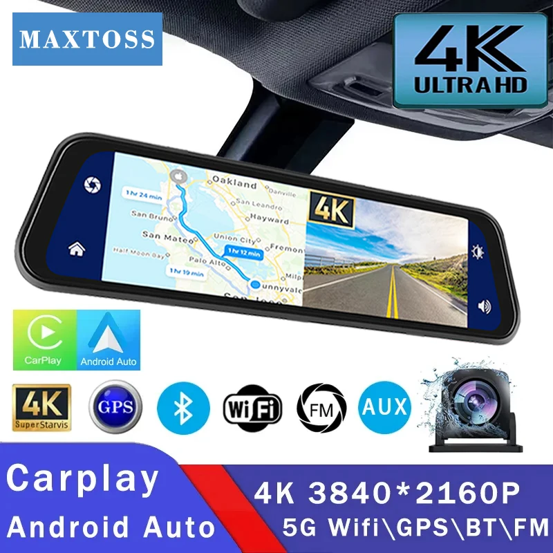 Dash Cam Auto 4K Con Specchietto Retrovisore 10 - Telecamera