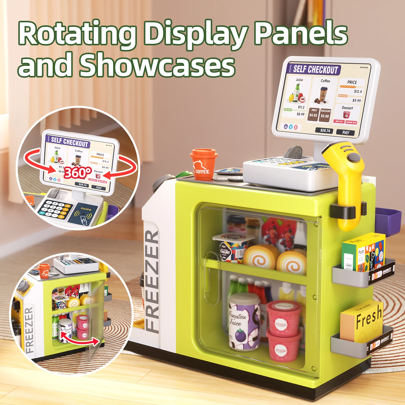 Children's Supermarket Checkout Toy with Real Water Dispenser