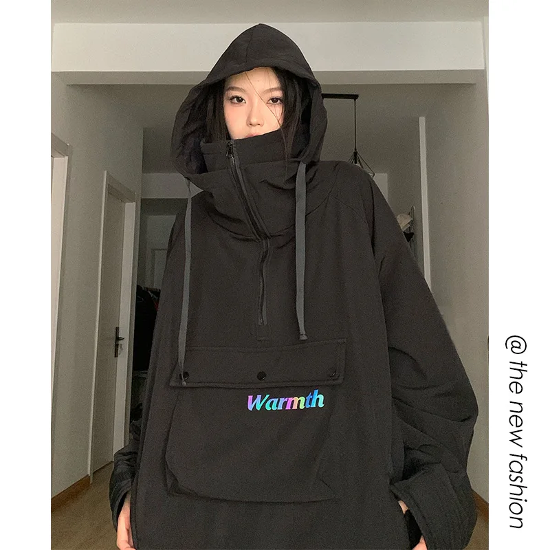 Hooded Pullover Jacket Winter Ski Suit Unisex Windproof Waterproof Outdoor Ski Mountaineering Cotton Jacket