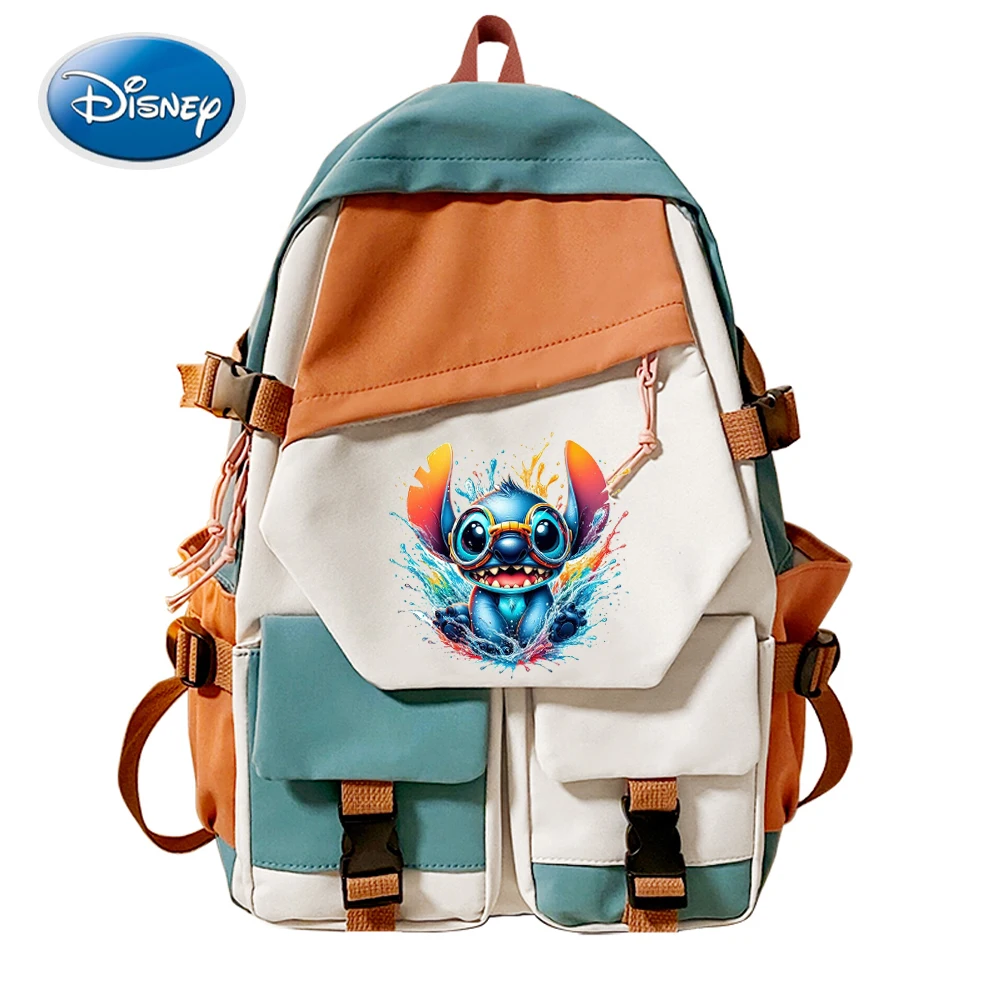 Disney Backpack Boys Girls Kawaii Stitch Cartoon Schoolbag Teenager Student's Waterproof Laptop Bag Manga Mochila Gift for Kids