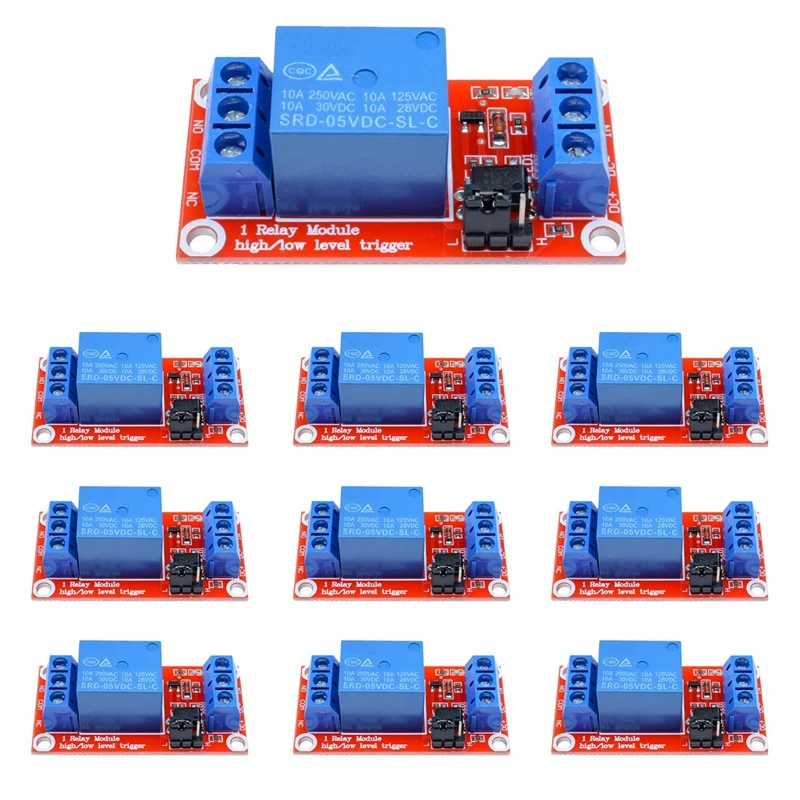 

10Pcs 1 Channel 5V Relay Module Board Shield With Optocoupler 5V Relay Module Support High And Low Level Trigger