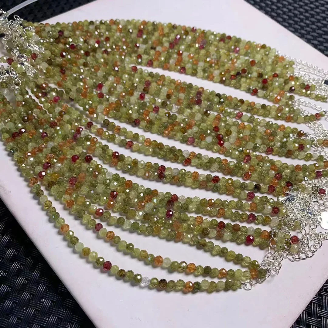 1 Pc Fengbaowu Natural Tsavorite Green Garnet Chain Bracciale 925 Sterling Silver Crystal Healing Stone Jewelry Gift For Women