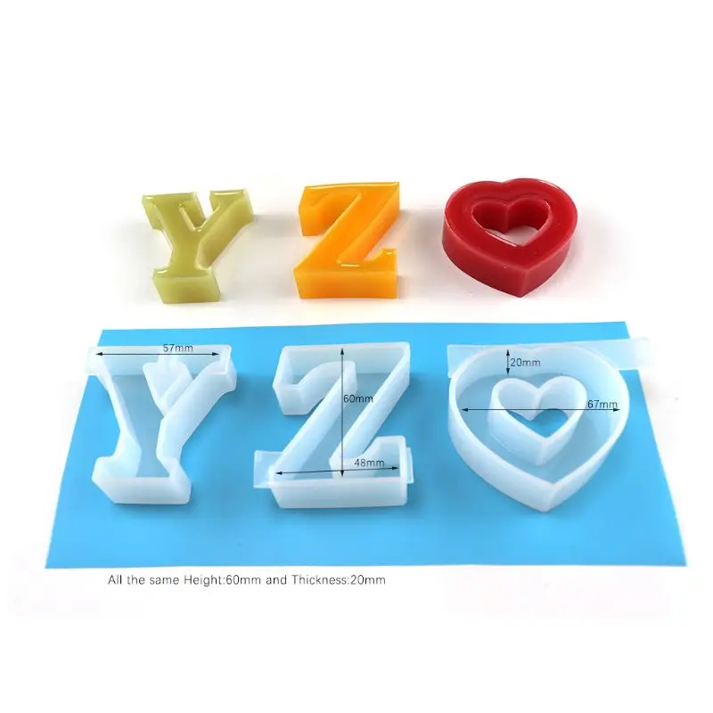

27 Pcs DIY 3D Letters Pendant Silicone Mold DIY Keychain Jewelry Making Tools