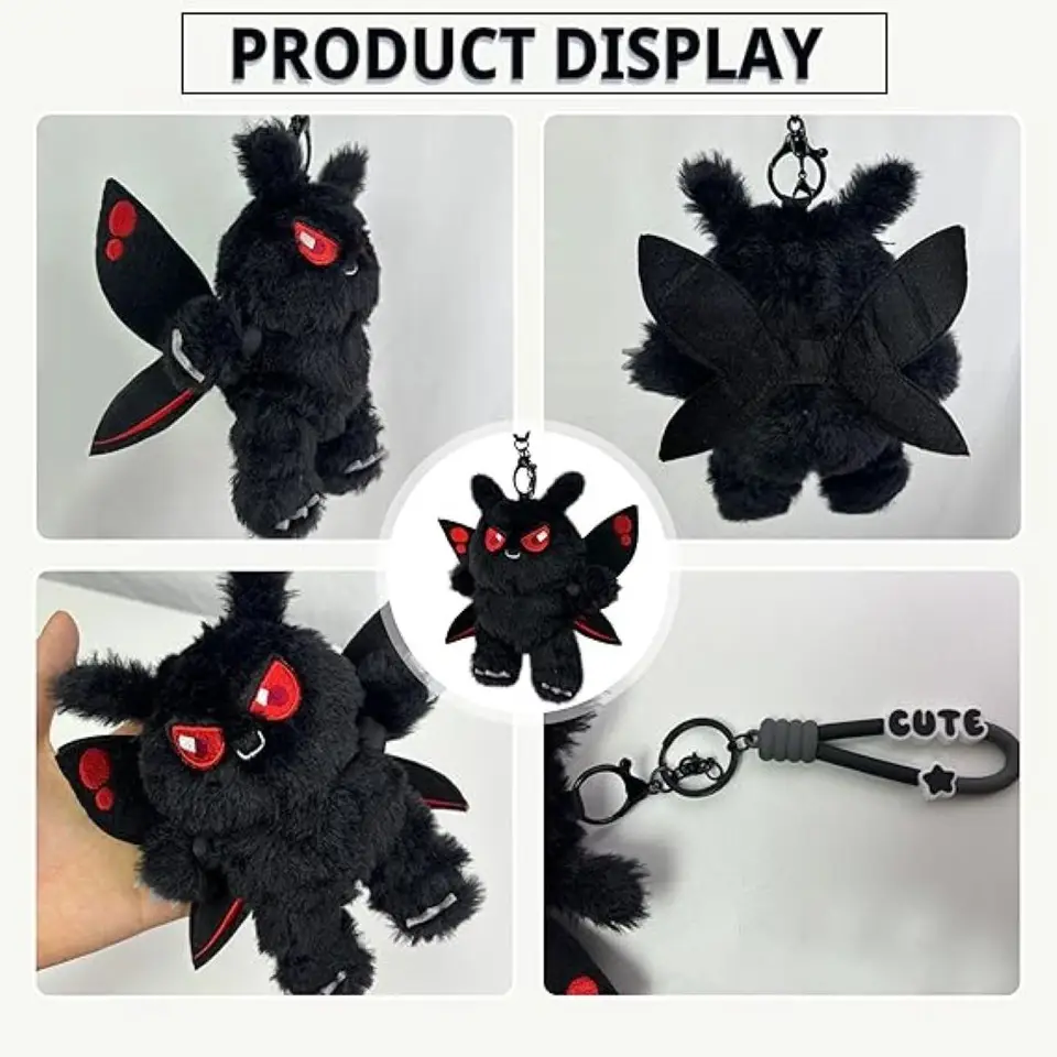 モスマンぬいぐるみキーホルダーペンダント、翼付き、クリエイティブな