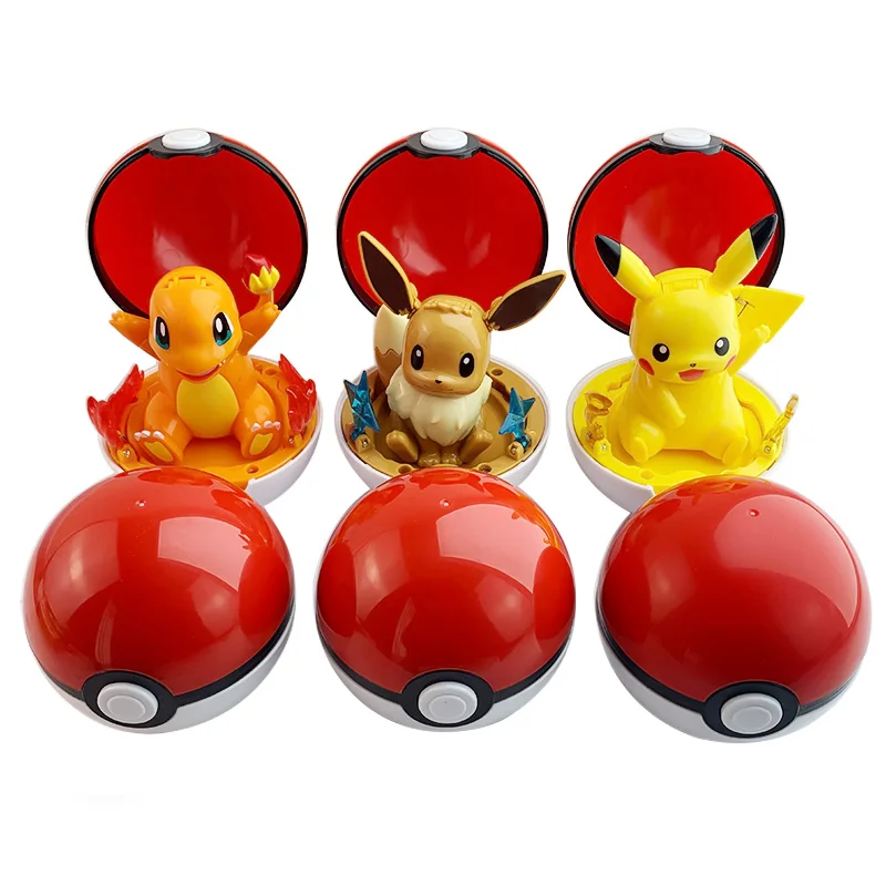 Pokémon-Figuren-Set: Pikachu, Bulbasaur, Eevee, Charmander, Squirtle, Piplup, Mimikyu mit Pokéball-Box – Sammlerstück und Spielzeug