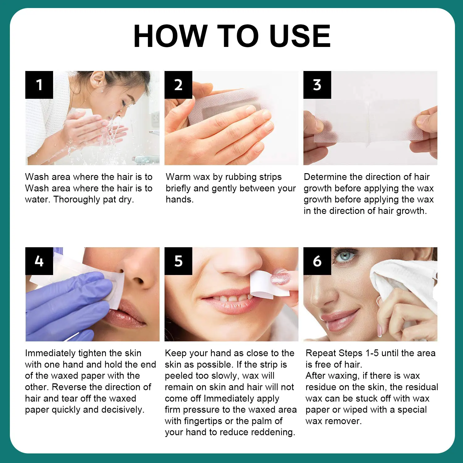 Anglearea Facial Lip Wax Strips 12 pcs equals 24 pcs Double sided use For Face Chin Upper Lip Eyebrow Beard Hair Removal depilatory wax strips