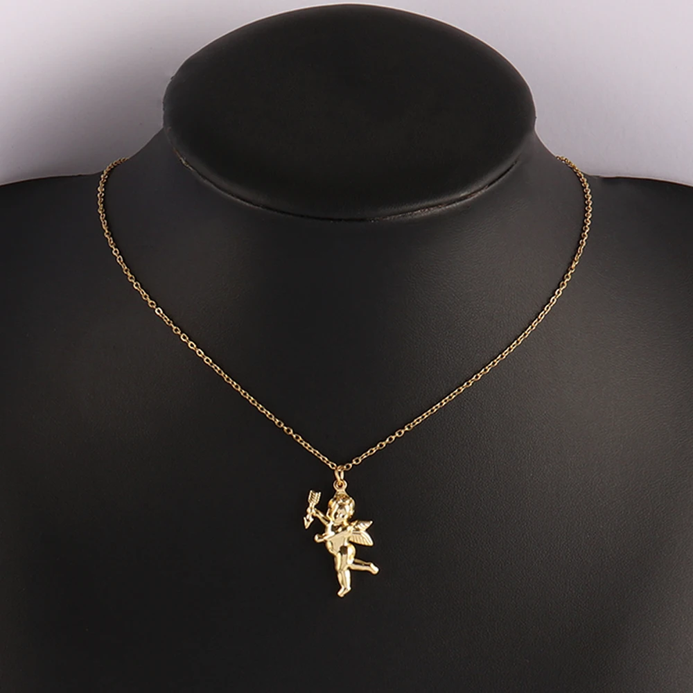 Stainless Steel Necklace Fashion Unique Design Angel Pendant For Women Choker Girls Jewelry Gifts |