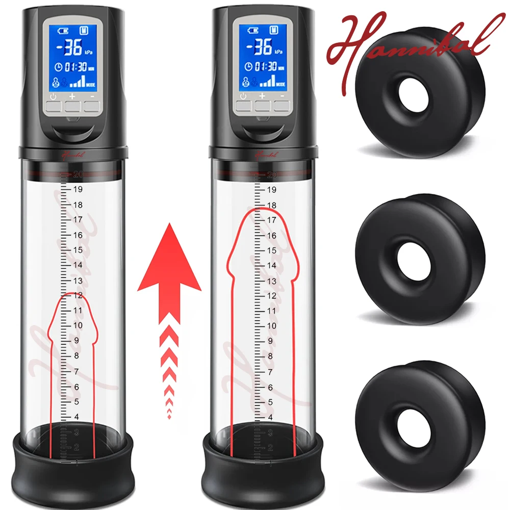 Hannibal LCD Electric Penis Sex Toys Penis Enlargement Extend Pump Trainer Male Masturbators Cup Dick Sex Toys for Men