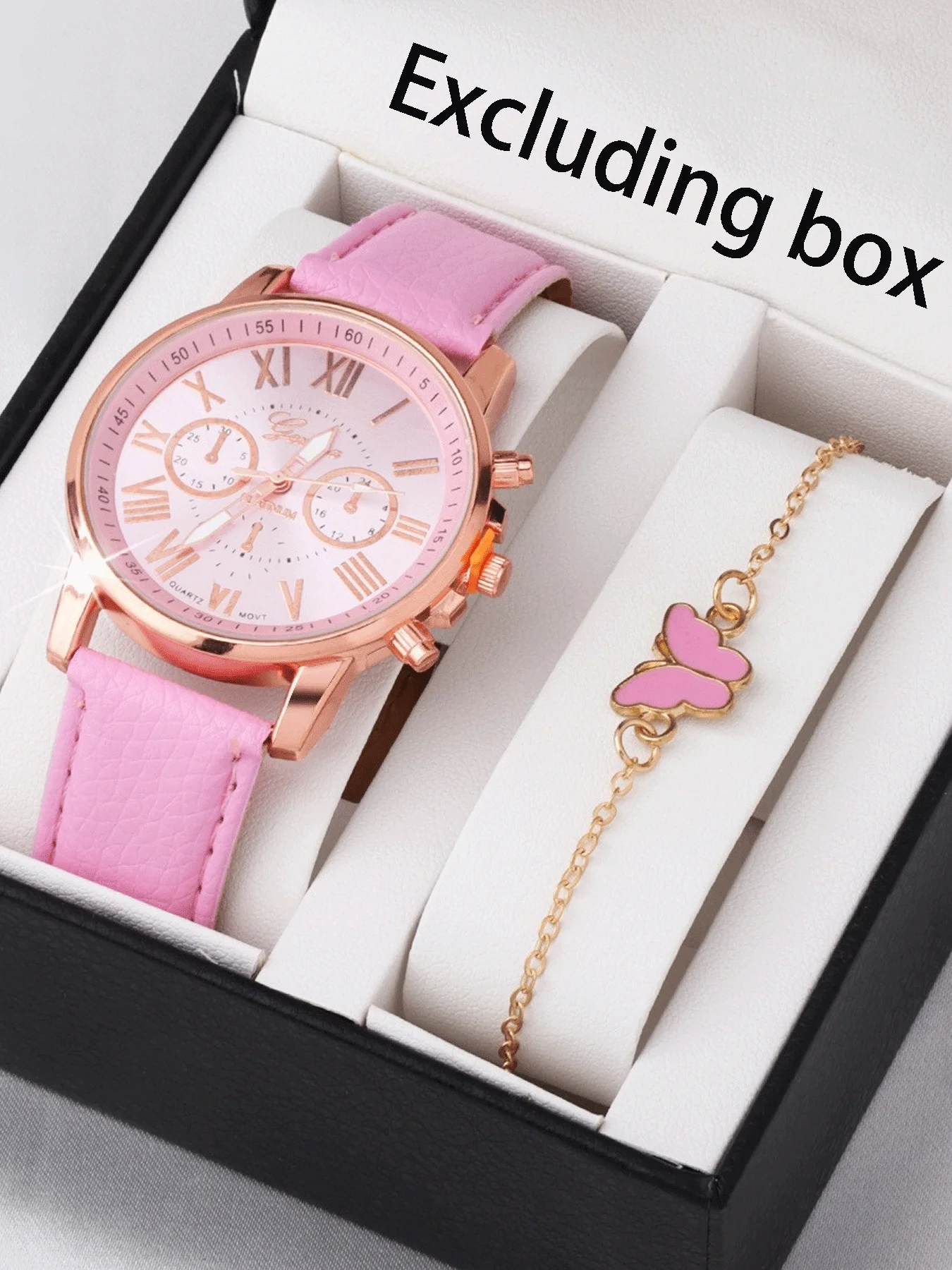 Fashion watch, simple and cute butterfly jewelry, classic and versatile watch, color plate, women's wrist watch set