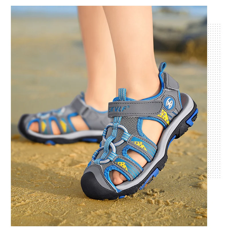 Children Summer Breathable Non-slip Sandals Boys Girls Beach Shoes Soft Flat Closed Toe Safty Shoe Outdoor Casual Sports Sandals bata children's sandals