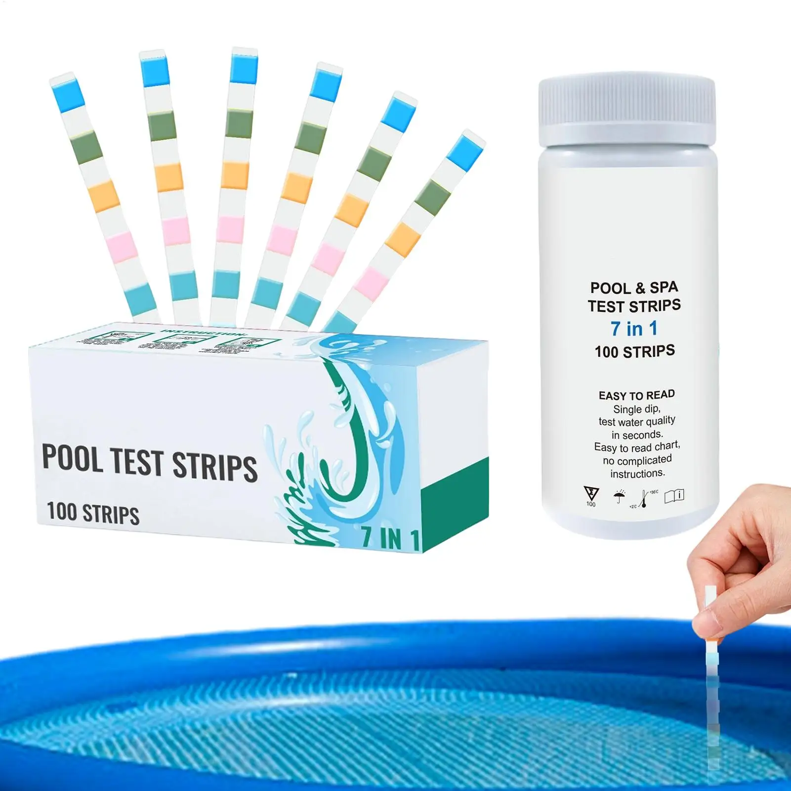 100 Pcs Pool Testing Strips Hot Tub Water Ph Test Strips SPA Swimming Pool Water Tester Paper for Backyard Pool